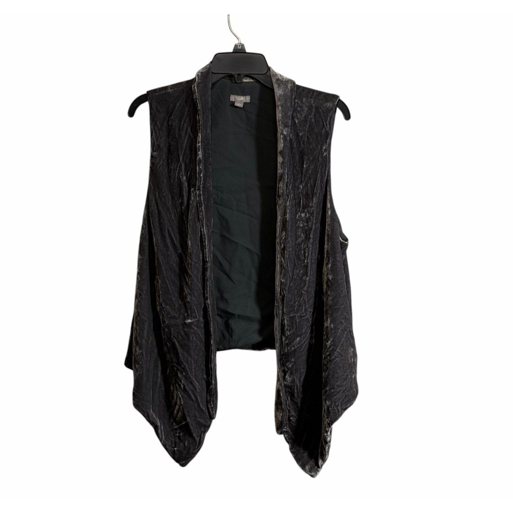 J Jill Large Crushed Velvet Open Front Draped Vest Layering Whimsigoth Witchy